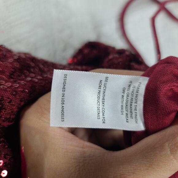 Lucy in the Sky Sequin bodycon mini red dress Size XS Holiday Party Festival - Picture 11 of 12